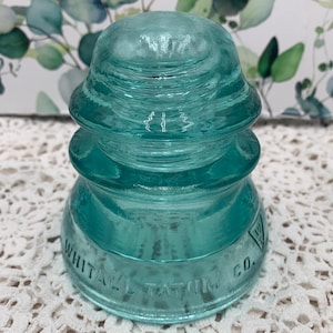 Green insulator vintage glass insulator Whitall Tatum Co. No. 1 Insulator Light Green, Aqua green insulator, insulator lamp