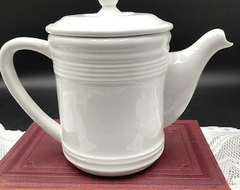 Vintage the Old Pottery Company White Ceramic Glaze Teapot in