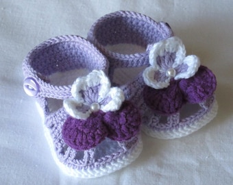 Crochet baby shoes,Crochet baby sandals,Crochet baby booties,Crochet pansy sandals,Crochet pansy booties