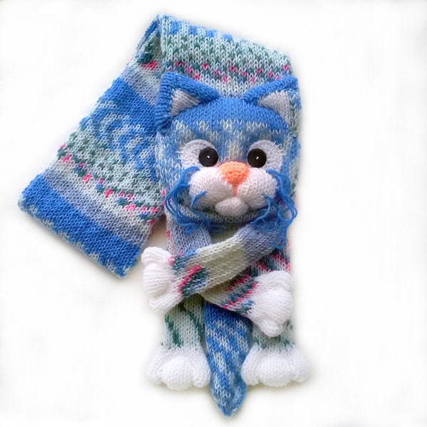 Knitted cat scarf,Knitted scarf,Animal scarf,Cat scarf,Knit scarf,Knitted kitty scarf,Knitted unisex scarf,Winter scarf