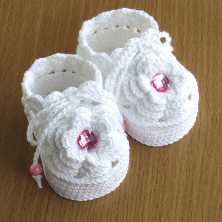Crochet Baby Shoescrochet Baby Bootiescrochet White - Etsy