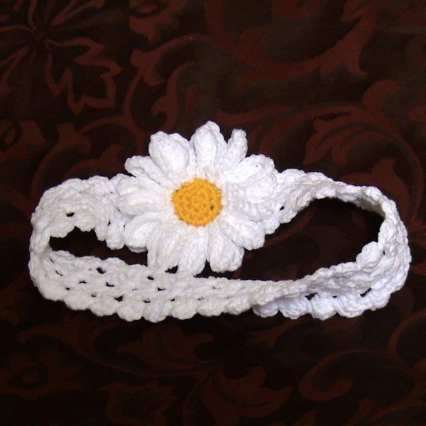 Bandeau en marguerite au crochet,bandeau en marguerite au crochet,bandeau blanc au crochet