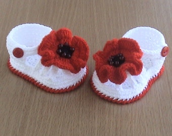 Crochet baby shoes,Crochet baby sandals,Crochet baby booties,Crochet white sandals,Crochet poppy sandals,Crochet poppy booties