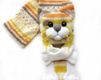 Knitted cat scarf, Knitted scarf, Animal scarf, Cat scarf, Knit scarf, Knitted kitty scarf, Knitted unisex scarf, Winter scarf