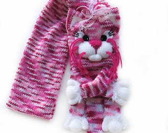 Knitted cat scarf, Knitted scarf, Animal scarf, Cat scarf, Knit scarf, Knitted kitty scarf, Knitted unisex scarf, Winter scarf