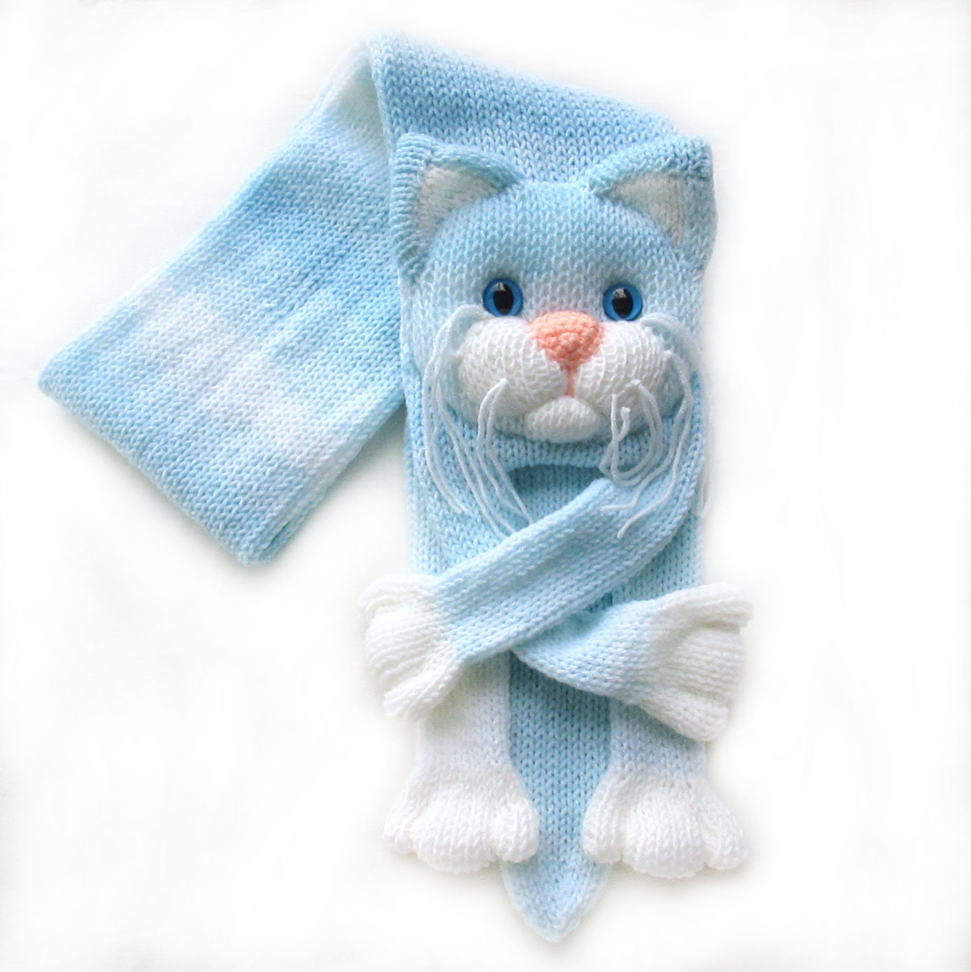 Knitted cat scarf, Knitted scarf, Animal scarf, Cat scarf, Knit scarf, Knitted kitty scarf, Knitted unisex scarf, Winter scarf