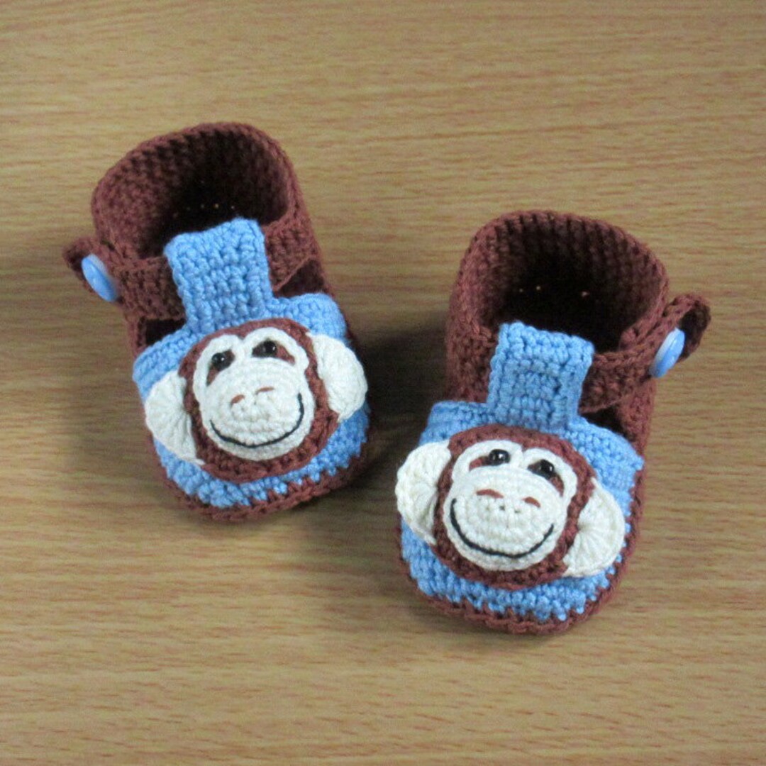 Crochet Baby Shoes,crochet Boys Shoes,crochet Brown and Blue Shoes ...