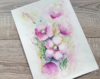 Original floral watercolour painting, flower painting, wedding gift art, watercolor flower, original watercolour, watercolor