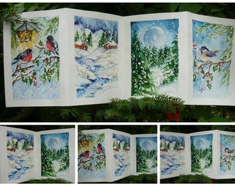 Christmas watercolor, Christmas painting, Christmas gift ideas, Winter festive Painting, Christmas album, Christmas watercolor book, bird