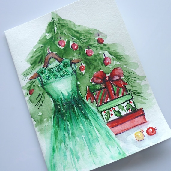 Christmas card Hand painted Christmas card Merry christmas | Etsy