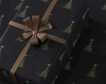 Moody Evergreen Christmas Wrapping Paper | Dark Holiday Wrap | Vintage Lodge Christmas| Elegant Winter Packaging