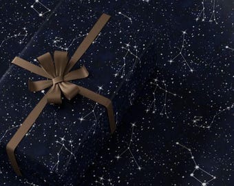 Midnight Constellation Wrapping Paper | Celestial Gift Wrap | Star Map