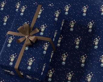 Whimsical Circus Mouse Wrapping Paper | Coraline Inspired | Vintage Storybook Christmas