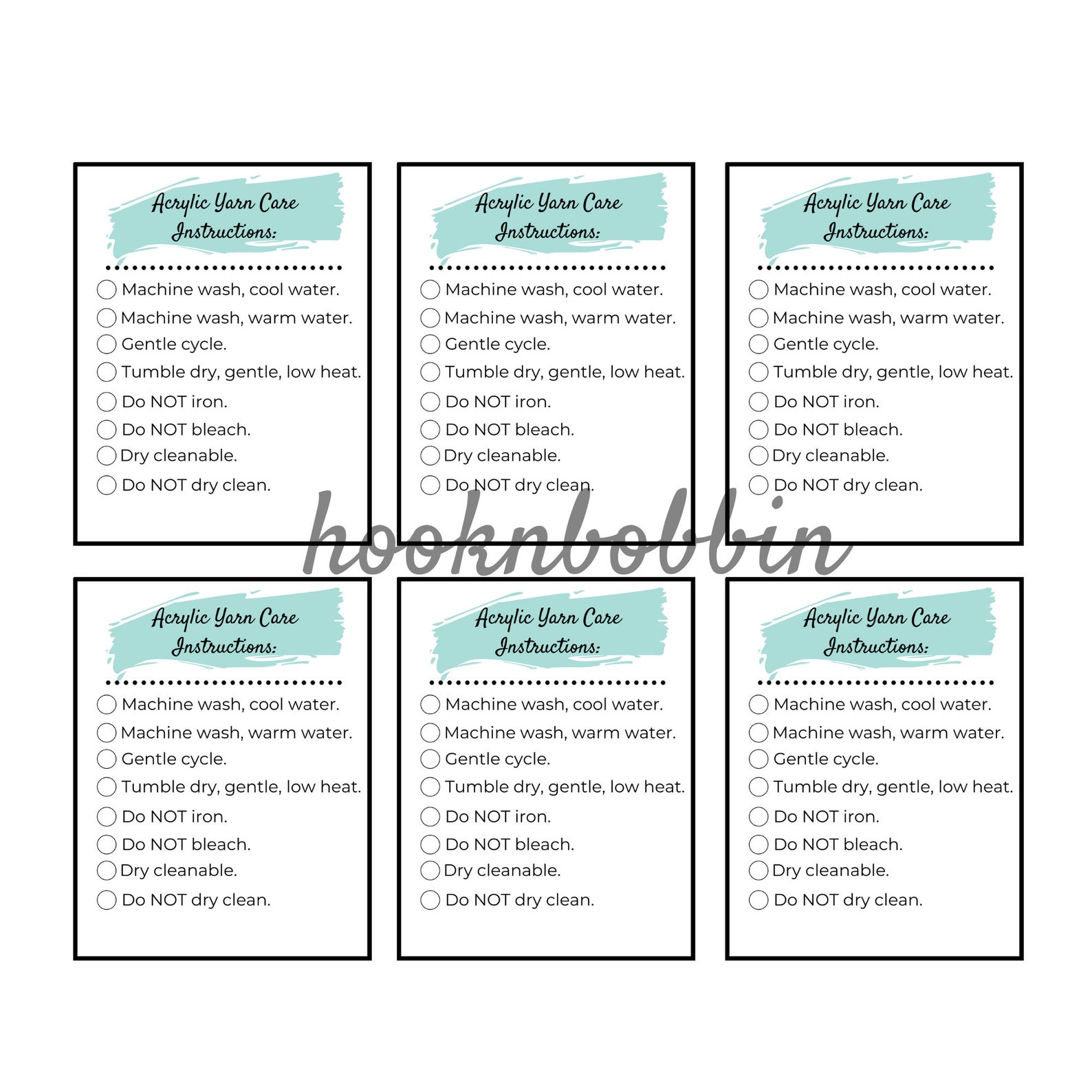 Printable Yarn Care Card Care Instructions for Crochet and Etsy Australia