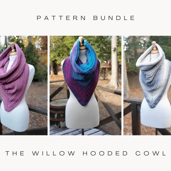 Easy crochet pattern, The Willow Hooded Cowl, hooded cowl pattern, hooded scarf pattern, stocking stuffer, Christmas gift idea, gift for her