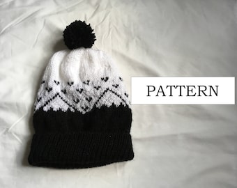 Patrón de tejido de gorro de montaña / Patrón de tejido con colores / Patrón de tejido de gorro / Patrón de tejido con intarsia / Patrón de tejido de gorro Fair Isle