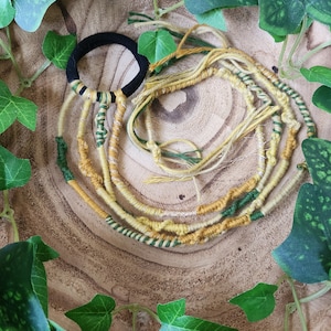 Autumn Dreadlock Hair Wrap Elastic – Yellow, Green & Gold Fall Hair Accessory