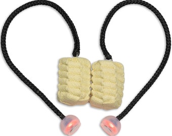 FIRE MECCA Elite Fire Poi – Technora Tethers & UltraPoi Knobs –  3 Inch Woven Kevlar MoonBlaze Heads