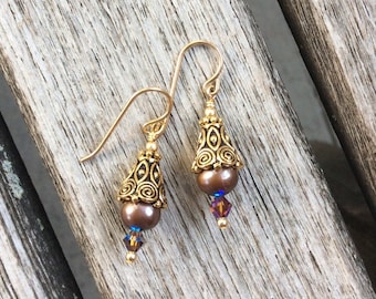 Freshwater Pearl and Gold Filled Earrings