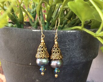 Freshwater Pearl and Gold Filled Earrings