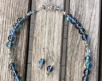 Czech Glass, Pearl, Swarovski Crystal, Silver Jewelry Set