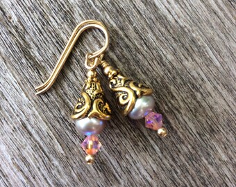 Freshwater Pearl and Gold Filled Earrings