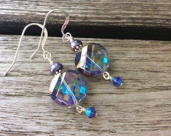 Crystal, Pearl and Sterling Earrings