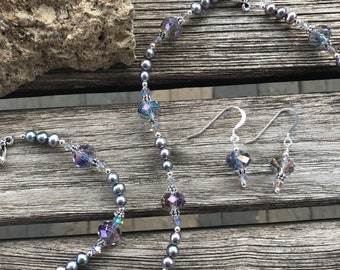 Pearl and Crystal Necklace Suite