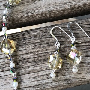 Crystal, Pearl and Sterling Necklace Set