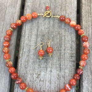 Red Agate and Goldfilled Necklace Set