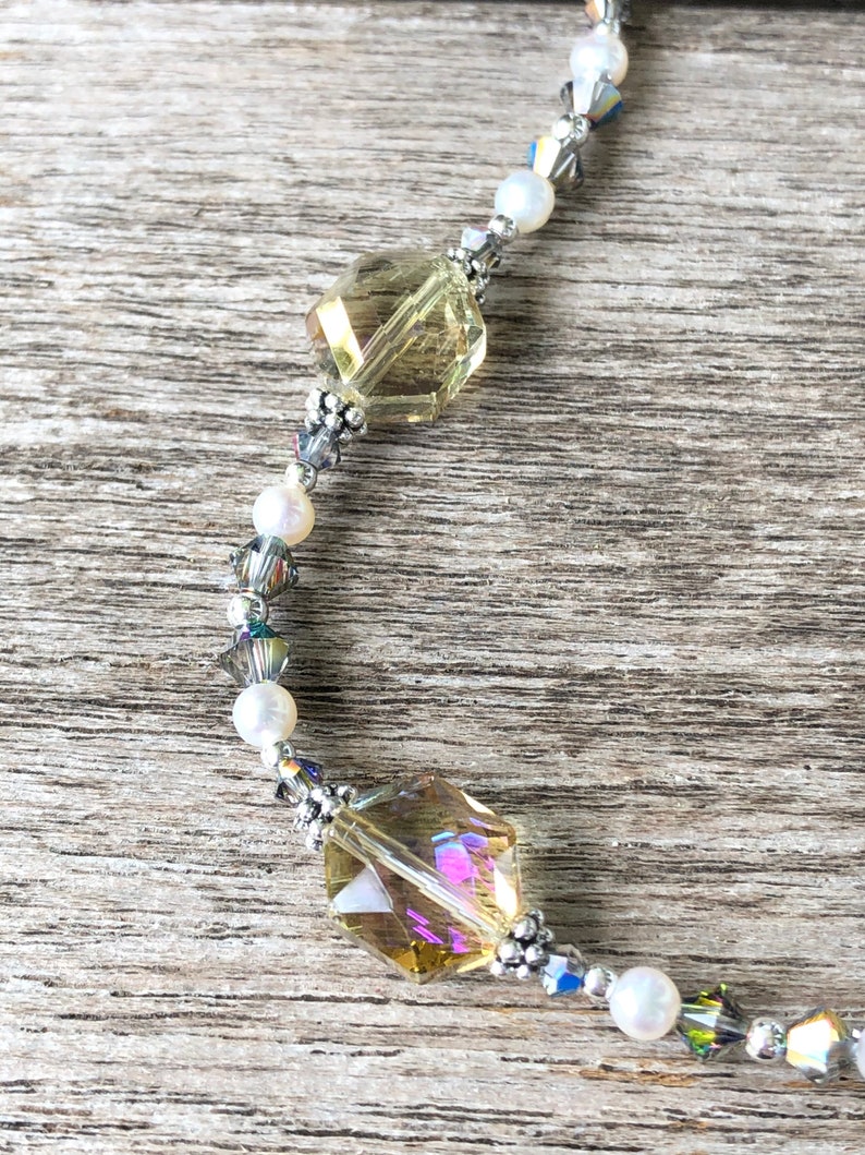 Crystal Pearl and Sterling Necklace Set