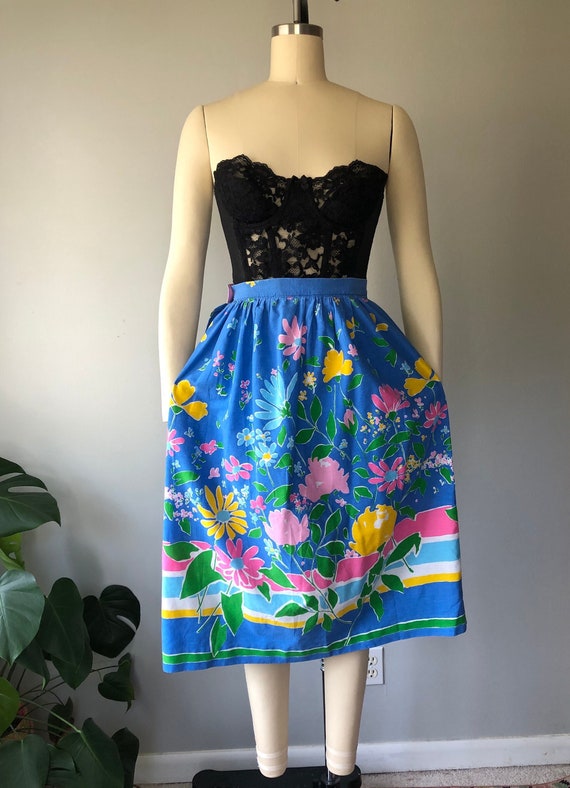 Vintage 70's cotton skirt / 1970's cotton floral s