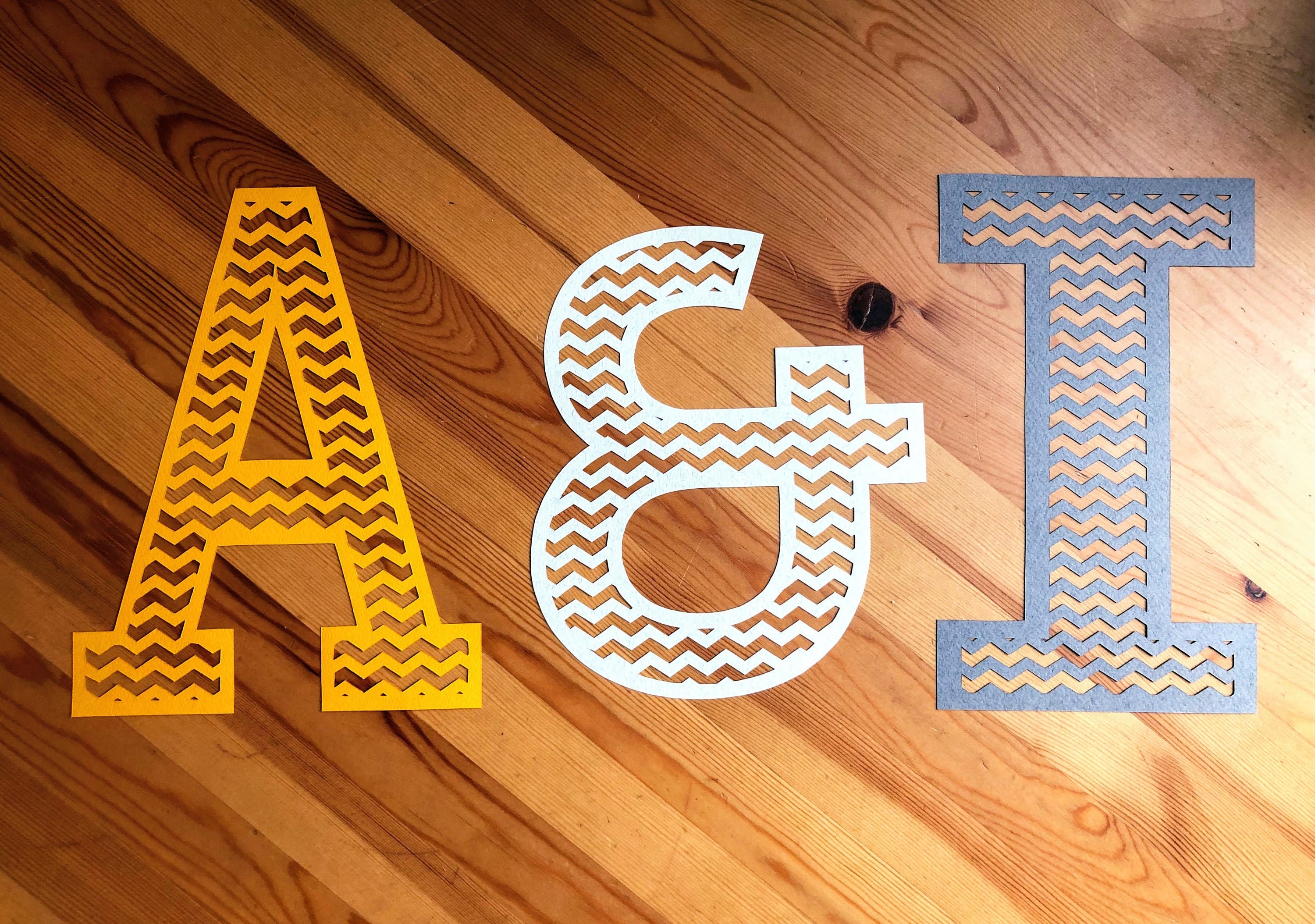 Paper Cutting Template Full Alphabet of Chevron Initials Etsy UK