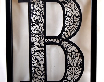 PDF Paper Cutting Template - Damask Initial B - A4 Instant Digital Download, Letter, Alphabet, Cut It Yourself!