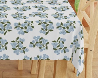 Hydrangea Tablecloth spring home decor green white blue flowers kitchen table cloth dining room decoration housewarming gift for her garden