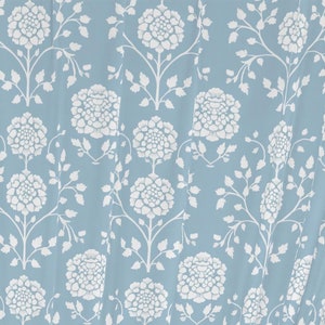 Art nouveau Window Curtains Vintage home decor blue white floral bedroom curtain victoran living room farmhouse cottage block print