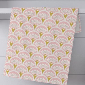 Retro Kitchen Towel Floral dish towel blush pink kitchen decor wild flower tea towel vintage hostess gift mid century housewarming art deco