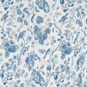 Floral Window Curtains Vintage home decor white blue birds romantic flowers bedroom curtains blue roses kitchen decor shabby chic drapes