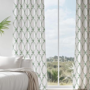 Regency Window Curtains Vintage home decor white sage green preppy bows bedroom curtains preppy kitchen decor shabby chic drapes ribbon