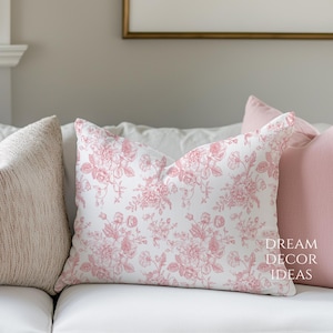Pink roses Lumbar Throw Pillow vintage lumbar pillow blush pink home decor floral bedroom decor shabby chic accent pillow peony flowers