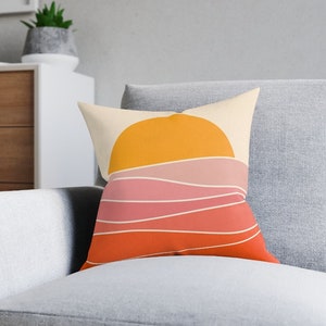 Retro throw pillow cover yellow orange pink pillow cover 60s 70s retro home decor boho sun bedroom decor hippie accent pillow bohemian sun