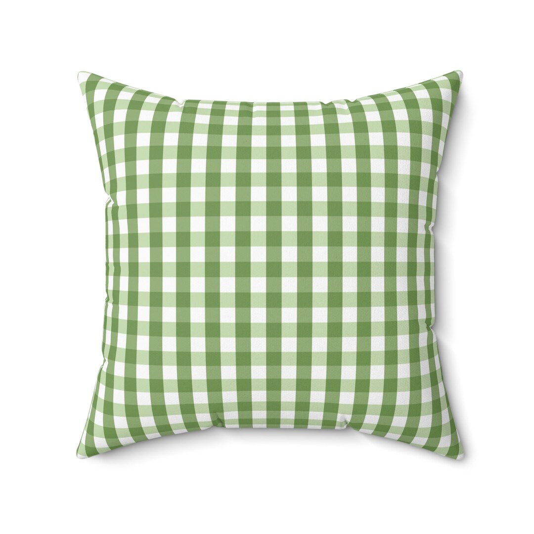 Gingham Throw Pillow Case Spring Pillow Cover Green White Pillow