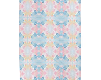 Velveteen Plush Blanket: Abstract Kaleidoscope Watercolor Art SKU 0011