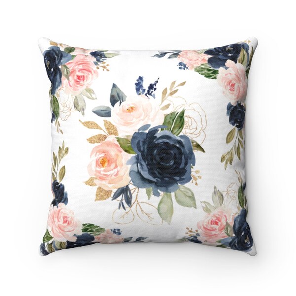 Pink and Navy Throw Pillow Etsy
