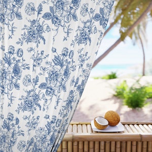 Floral Window Curtains Vintage home decor white and blue romantic flowers bedroom curtains blue roses kitchen decor shabby chic drapes