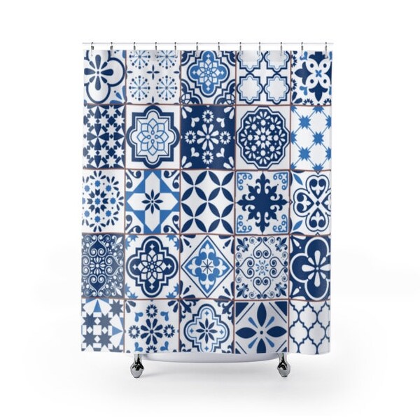 Navy Shower Curtain Etsy