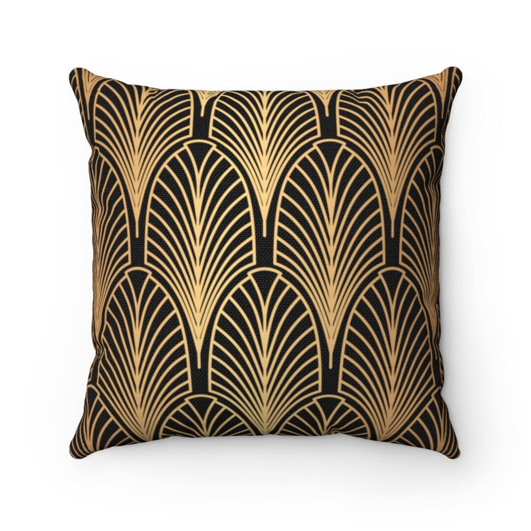 Art Deco Throw Pillow Cover Black Gold Pillow Cover Elegant Home Decor
