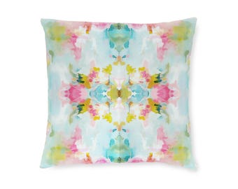 Mirrored art throw pillow cover pastel blue pink watercolor pillow case  abstract art home decor college girl bedroom impressionist modern