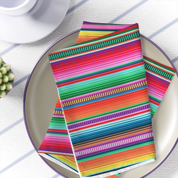 Mexican Table Napkins serape stripes dinner napkins set of 4 mexican kitchen decor colorful table decoration stripes fabrics napkins