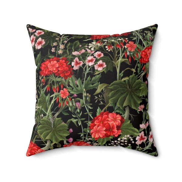 Red Floral Pillow Etsy